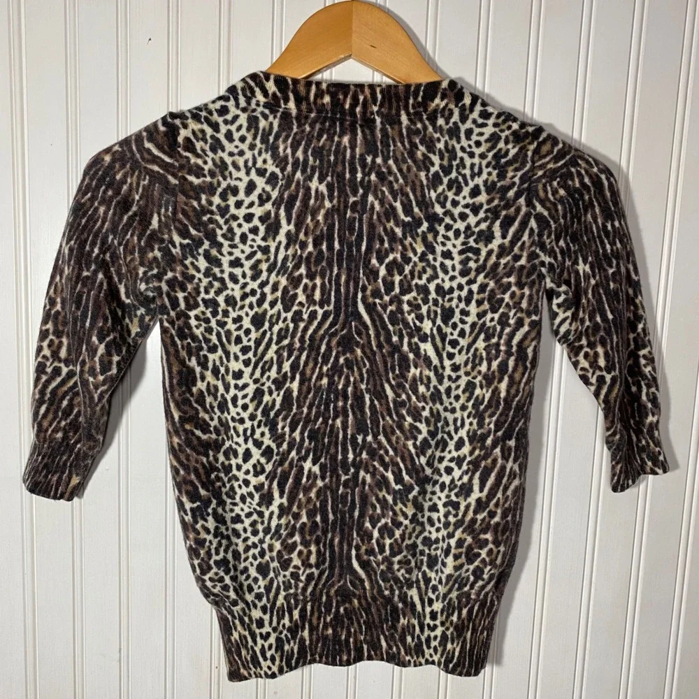 Y2K JCrew Fitted Cheetah Print 100% Merino Wool Leopard Print 2000s Sweater - S